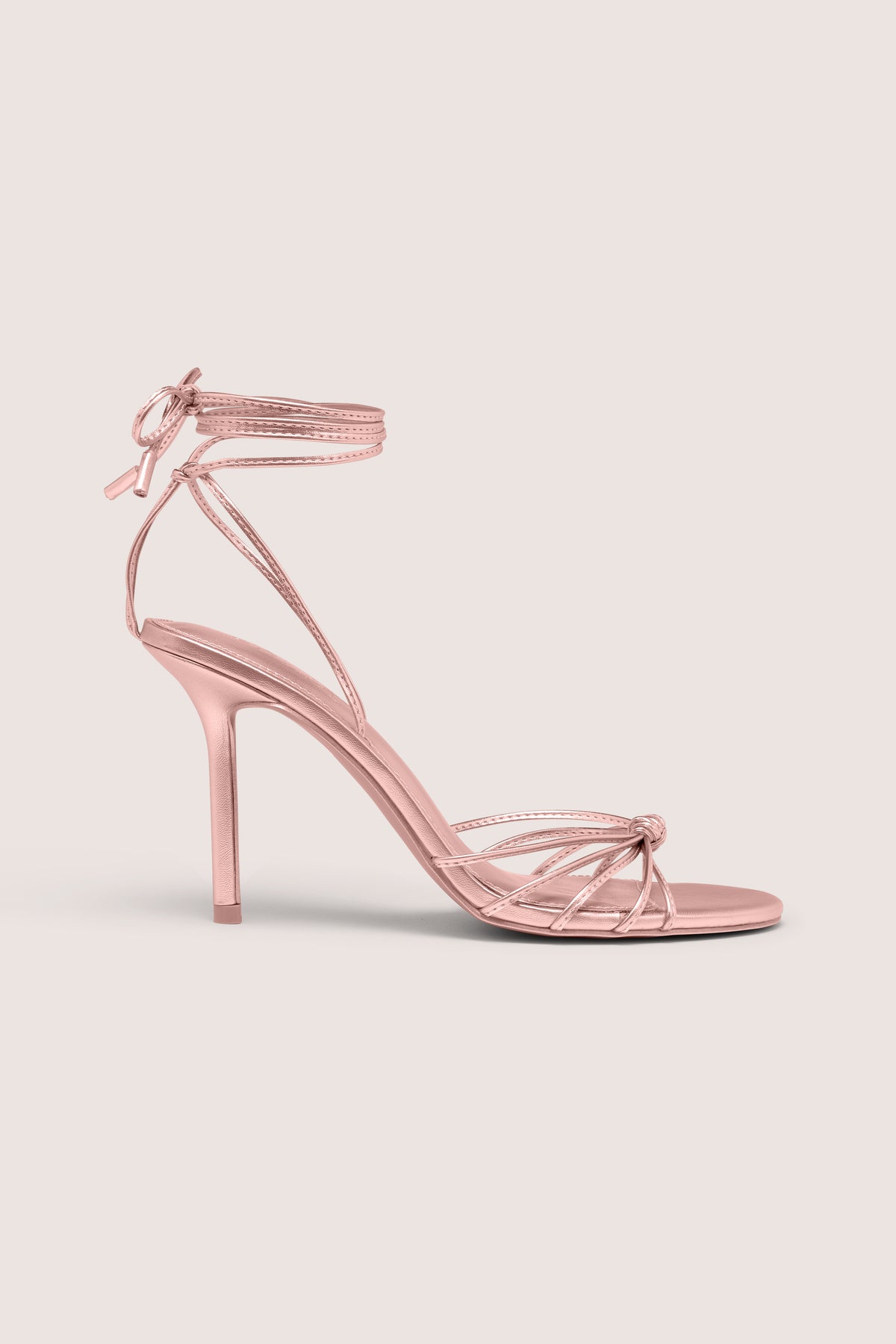 Lace-Up Heeled Sandal in Blush Pink