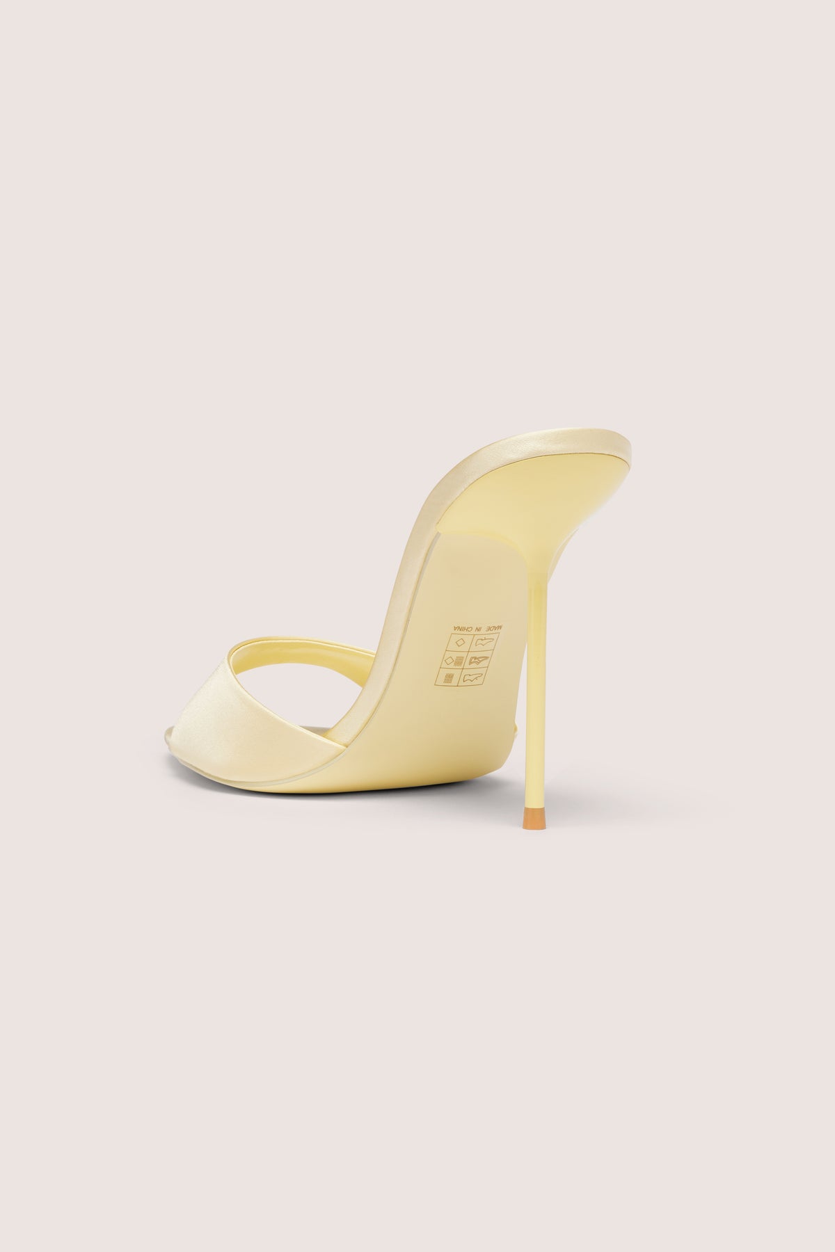 Satin Heeled Mule Sandal in Butter Yellow - 2
