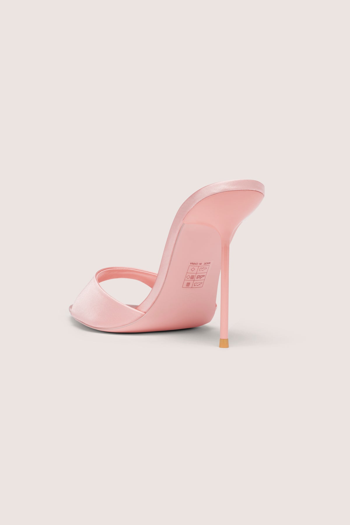 Satin Heeled Mule Sandal in Soft Pink - 2