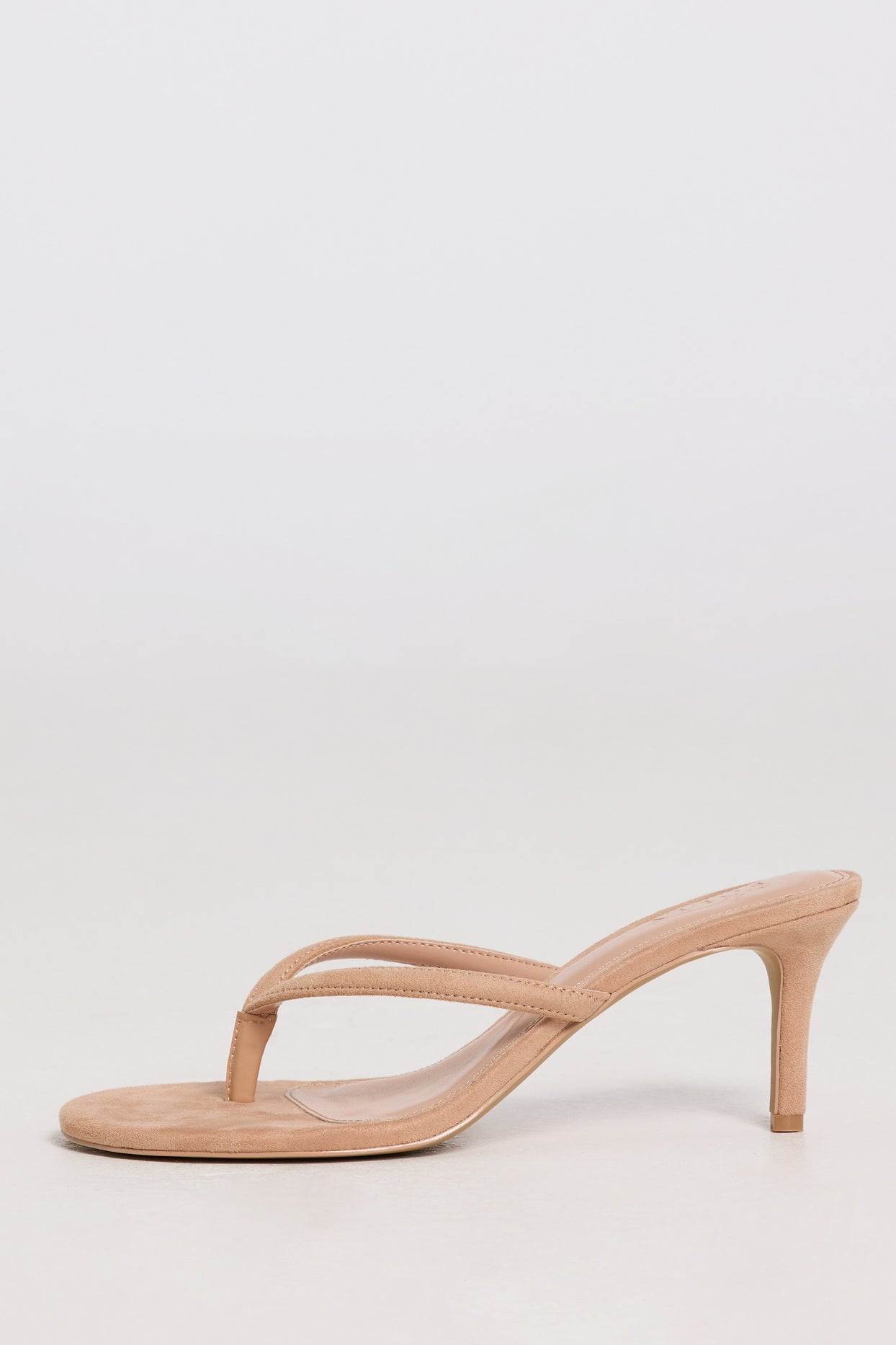 Heeled Thong Sandals in Soft Tan - 3