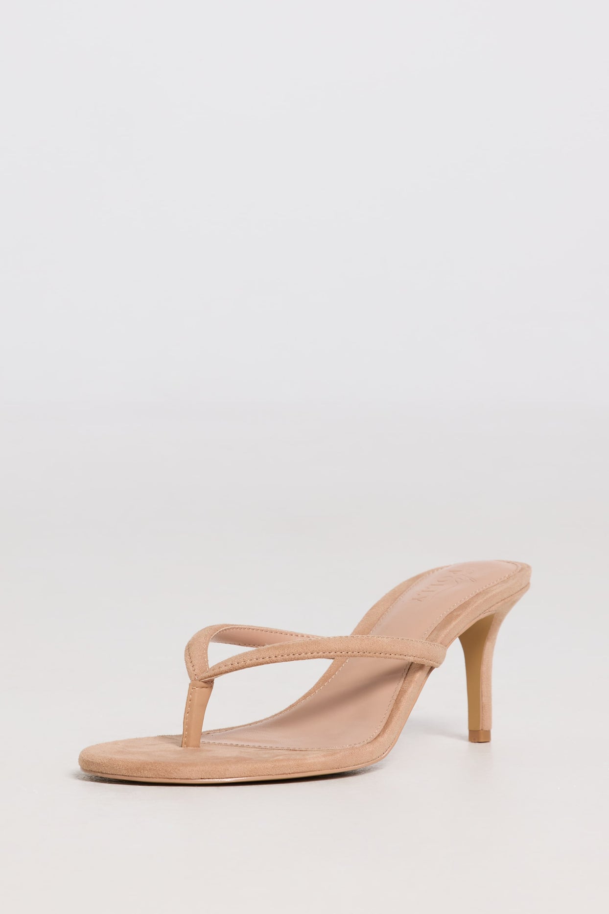 Heeled Thong Sandals in Soft Tan - 4