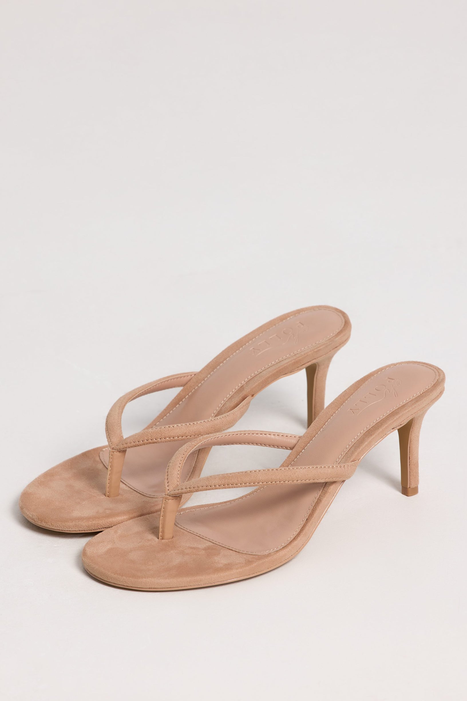 Heeled Thong Sandals in Soft Tan - 1