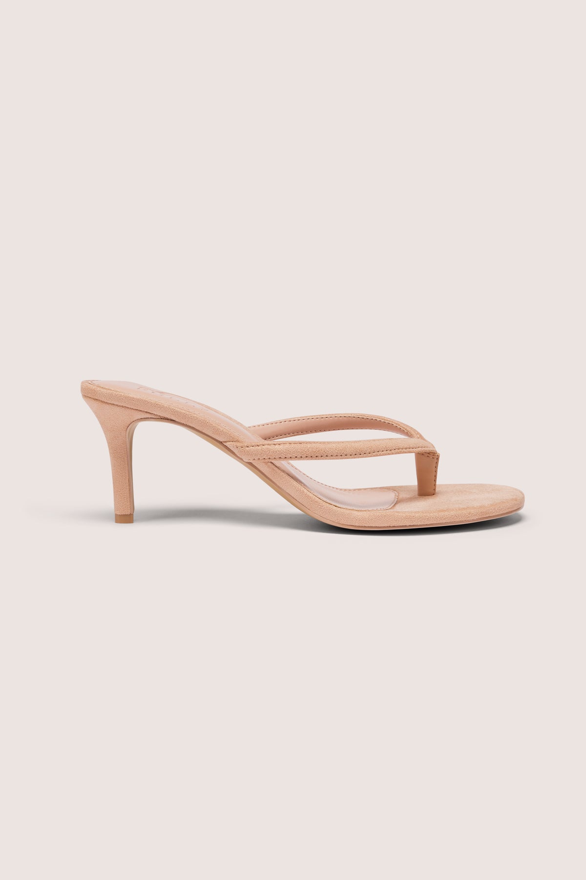 Heeled Thong Sandals in Soft Tan
