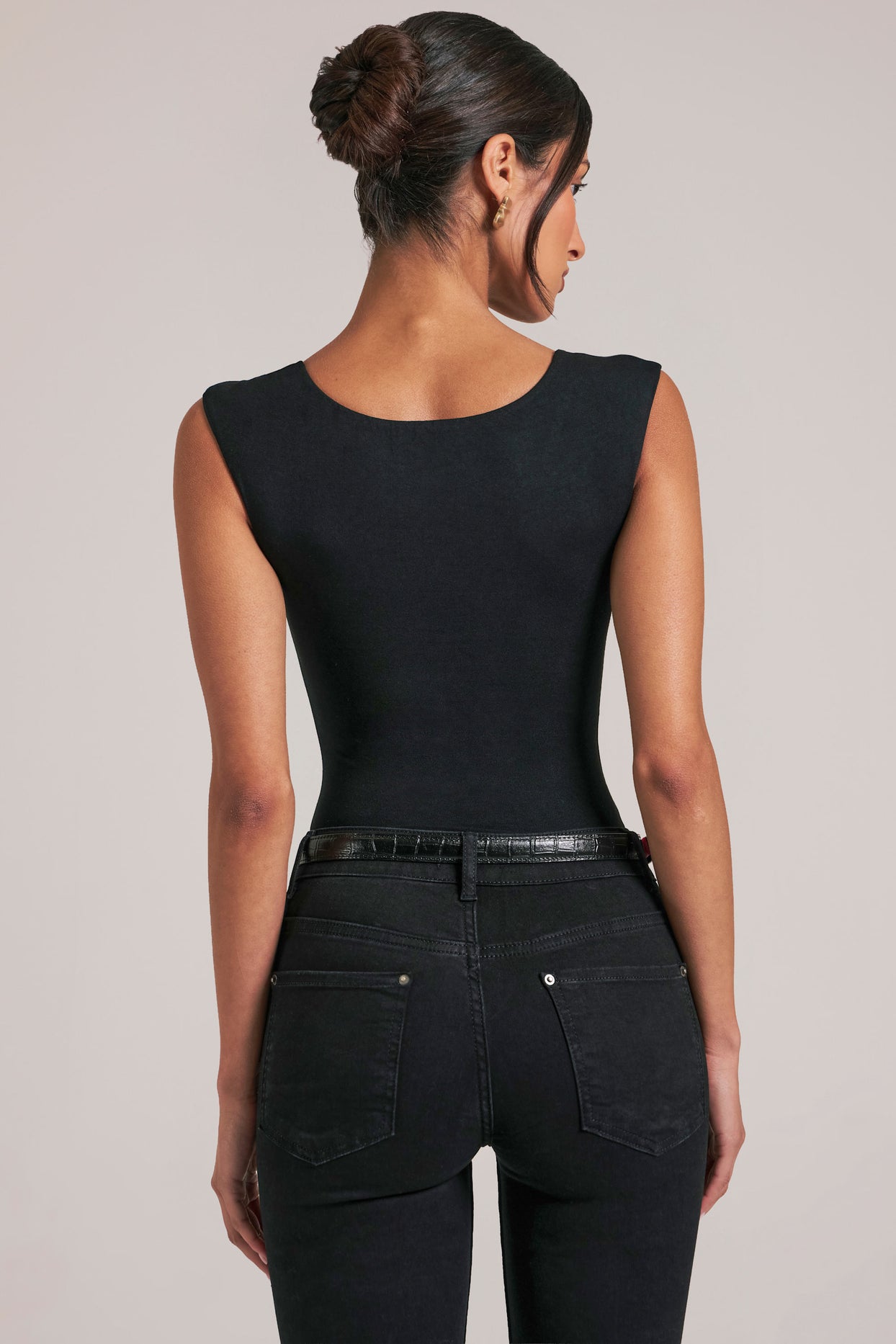 Sweetheart-Neck Bodysuit in Black - 2