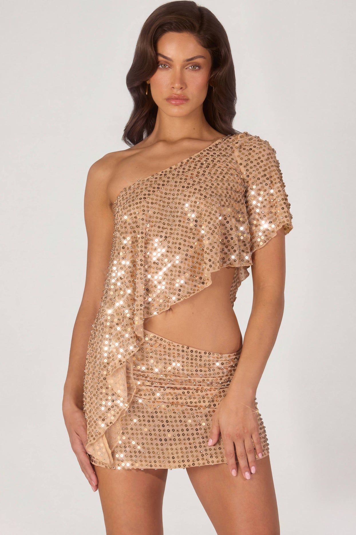 Embellished Micro Mini Skirt in Gold - 5