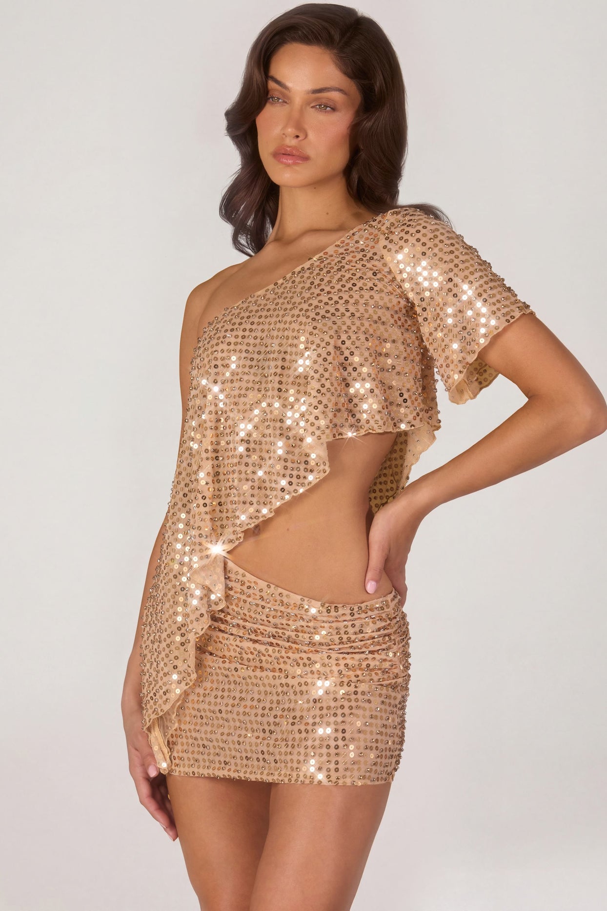 Embellished Micro Mini Skirt in Gold - 9