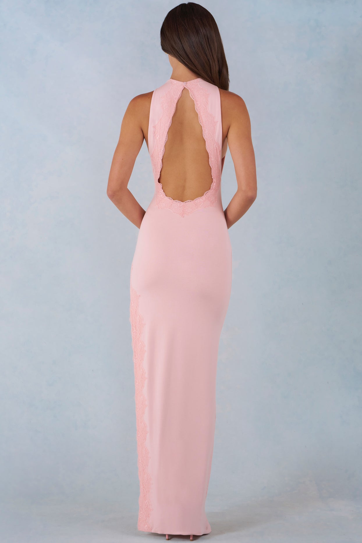Modal Halterneck Maxi Dress in Blush Pink - 6