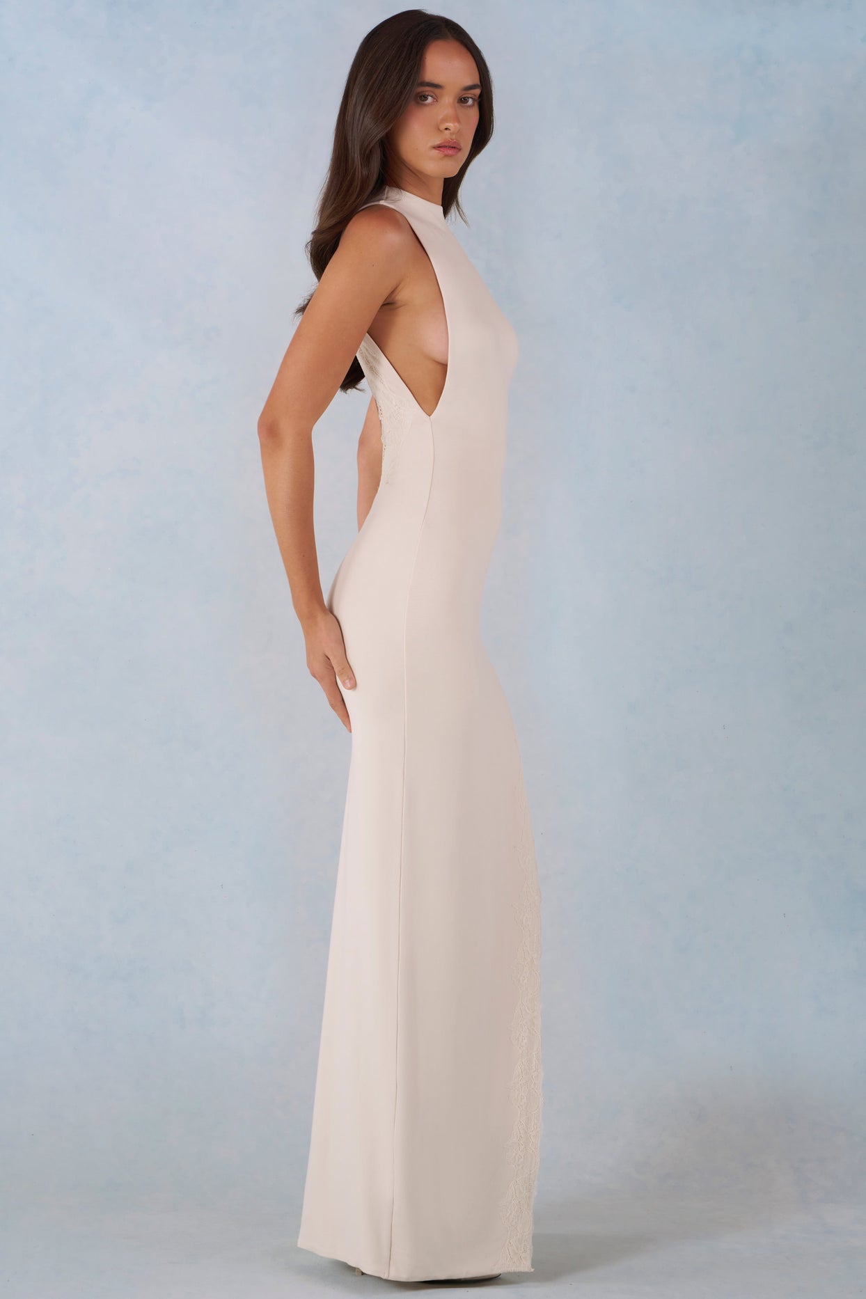 Modal Halterneck Maxi Dress in Ivory - 7