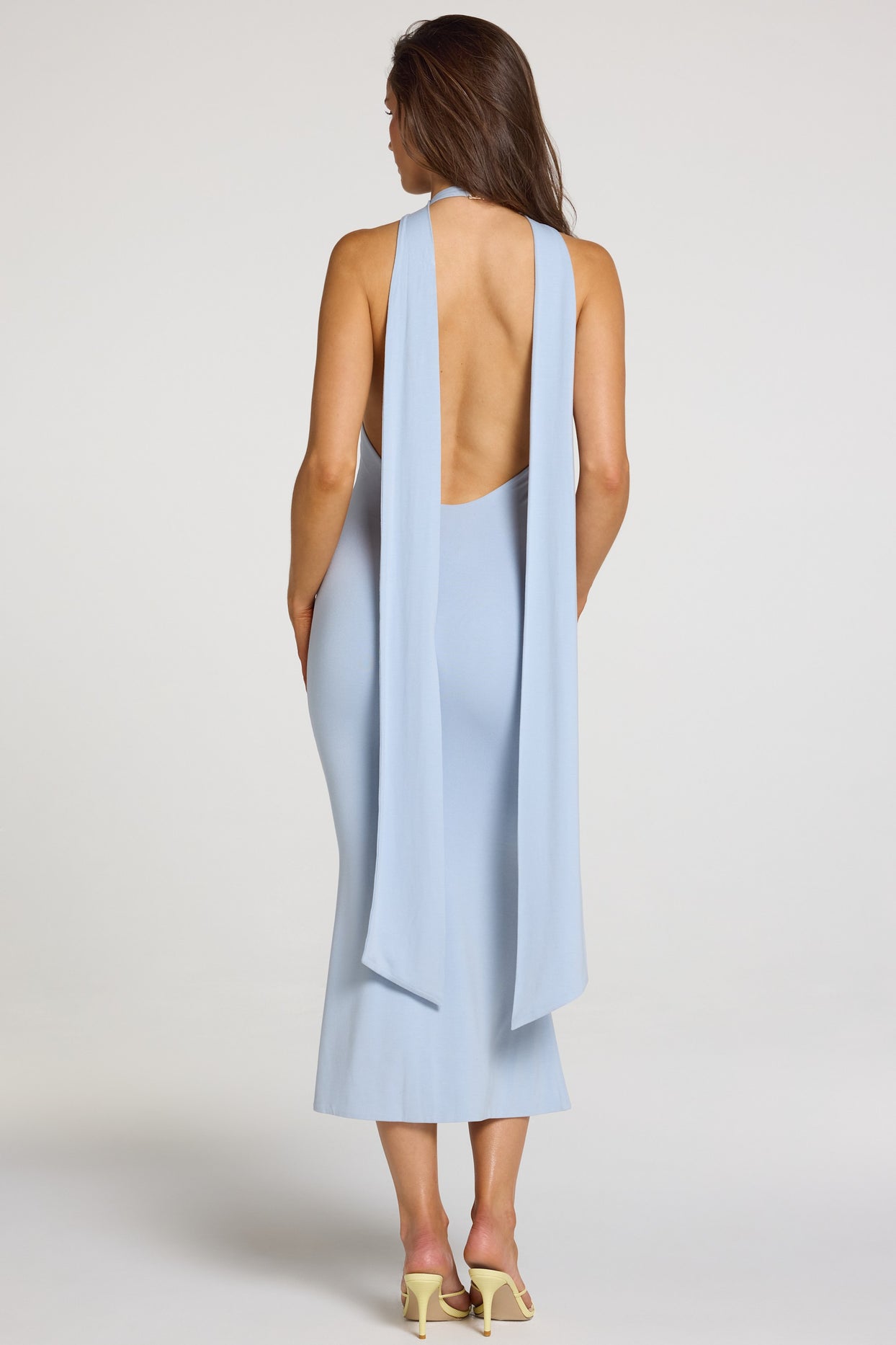 Modal Halterneck Midaxi Dress in Light Blue - 4