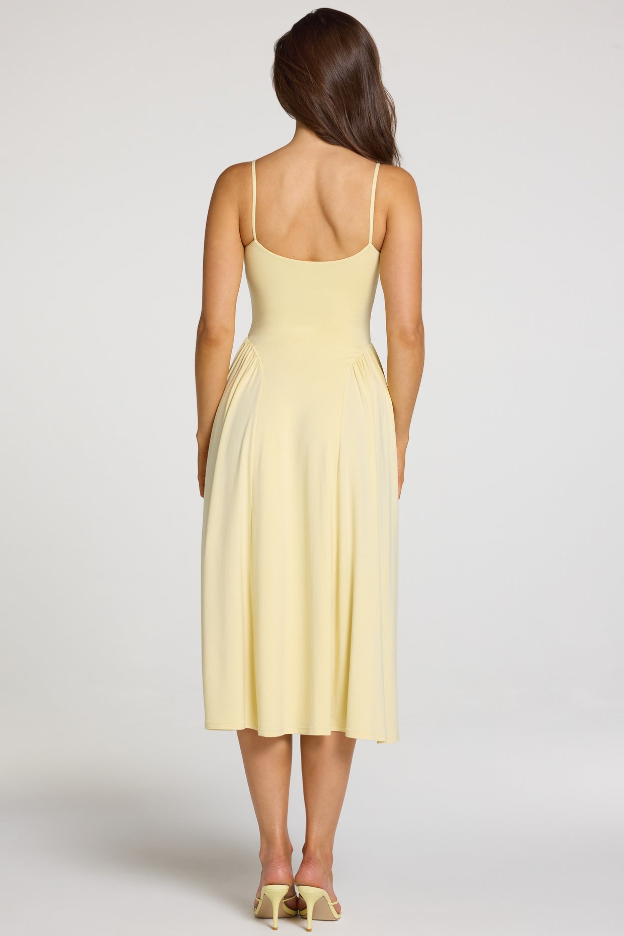 Modal Lace-Trim Midaxi Dress in Pastel Yellow - 3