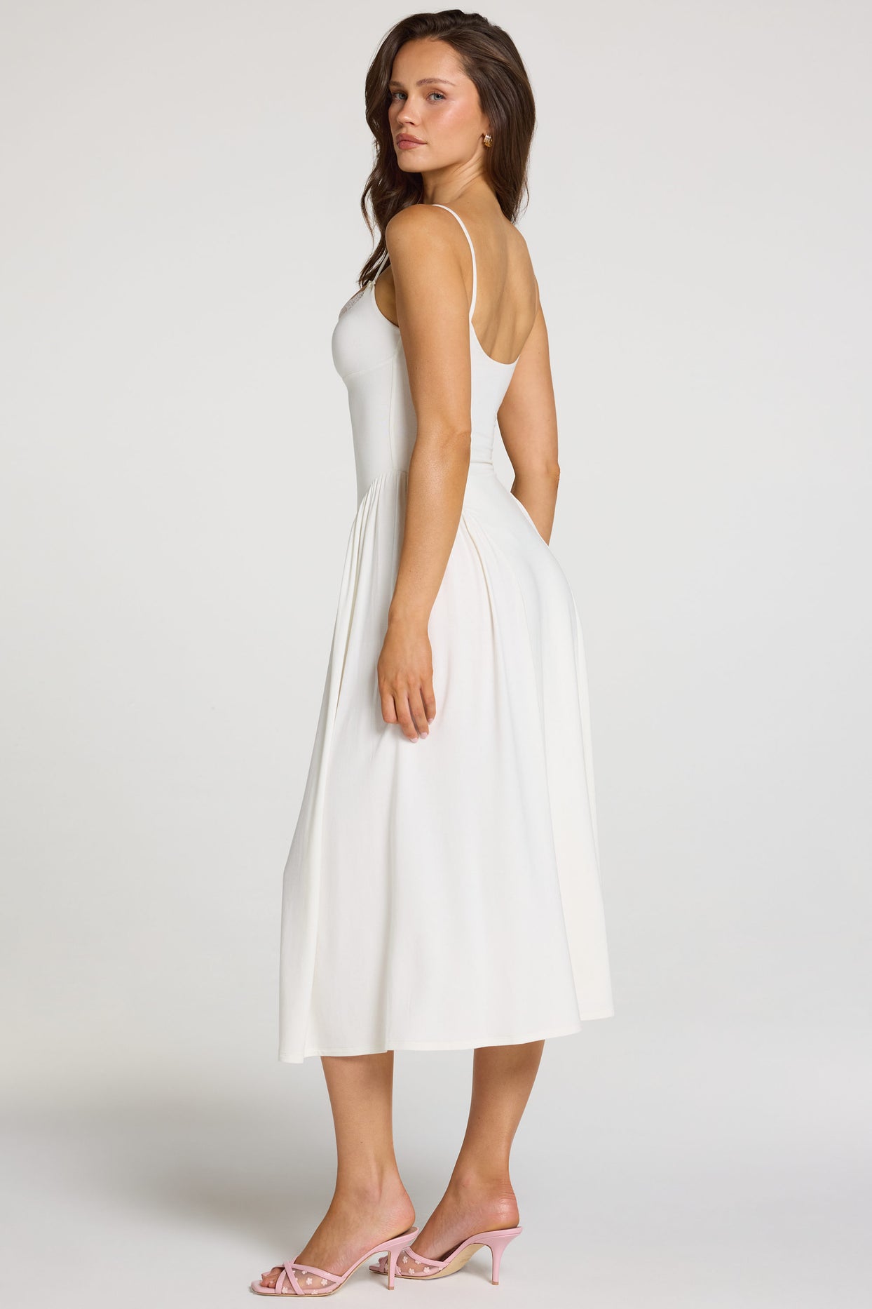 Modal Lace-Trim Midaxi Dress in White - 7