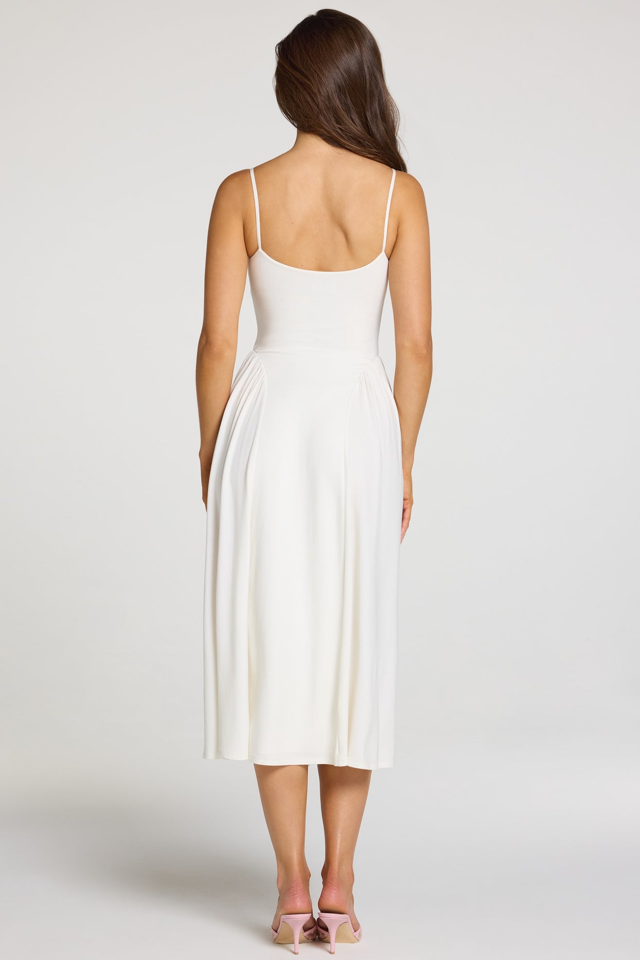 Modal Lace-Trim Midaxi Dress in White - 3