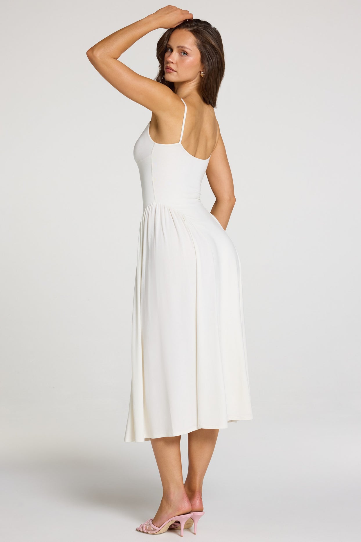 Modal Lace-Trim Midaxi Dress in White - 2