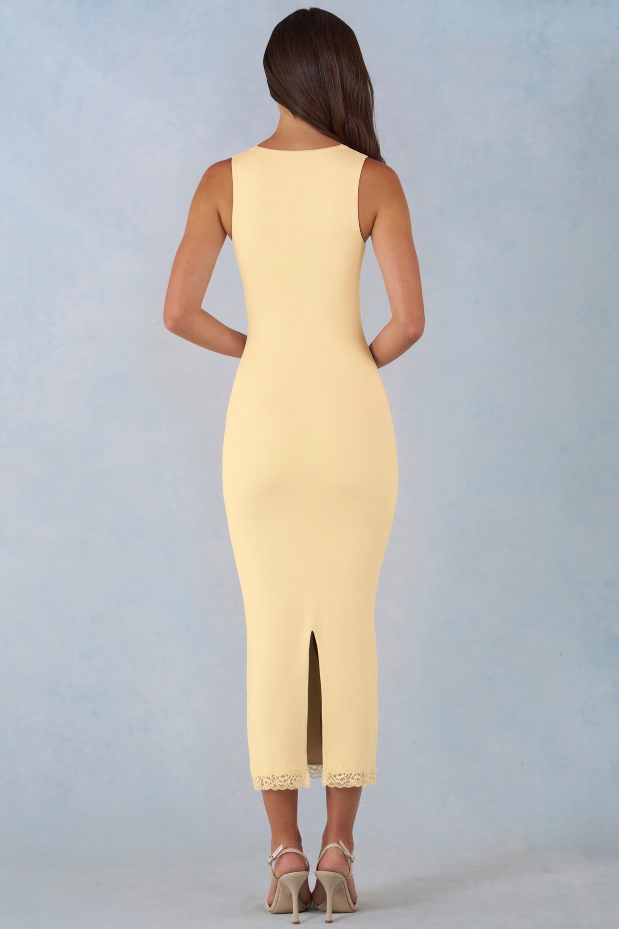 Modal Lace-Trim Midaxi Dress in Butter Yellow - 3