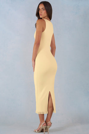 Modal Lace-Trim Midaxi Dress in Butter Yellow