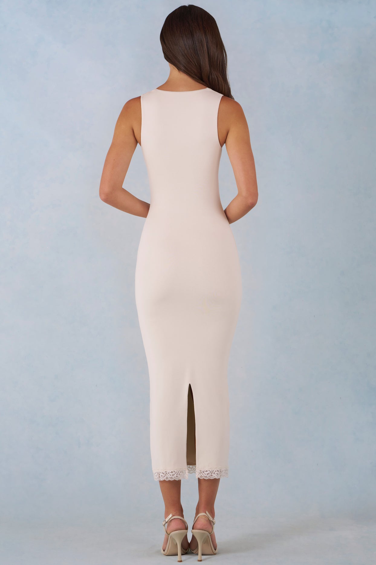 Modal Lace-Trim Midaxi Dress in Ivory - 6