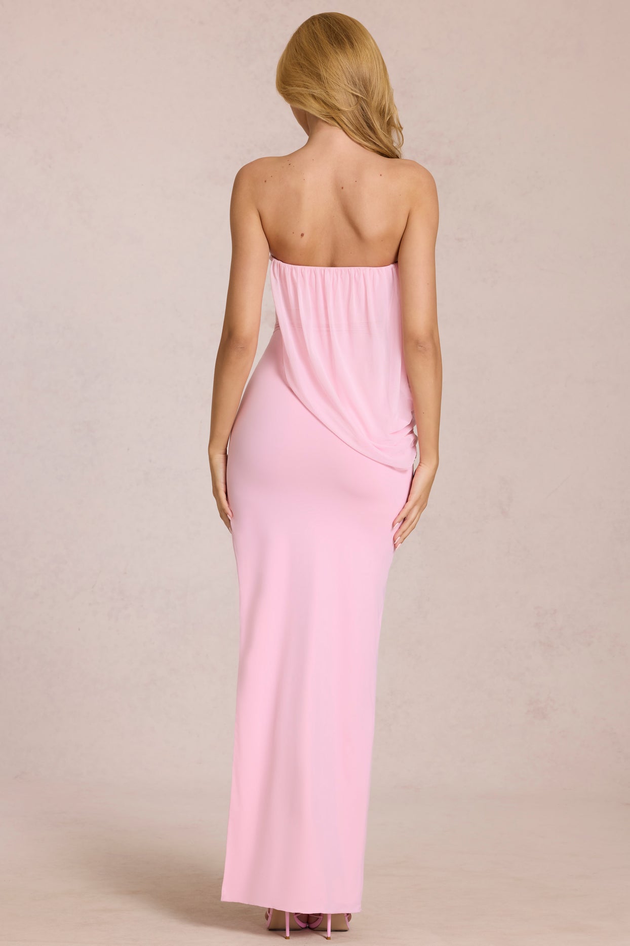 Bandeau Draped Maxi Dress in Blossom Pink - 5