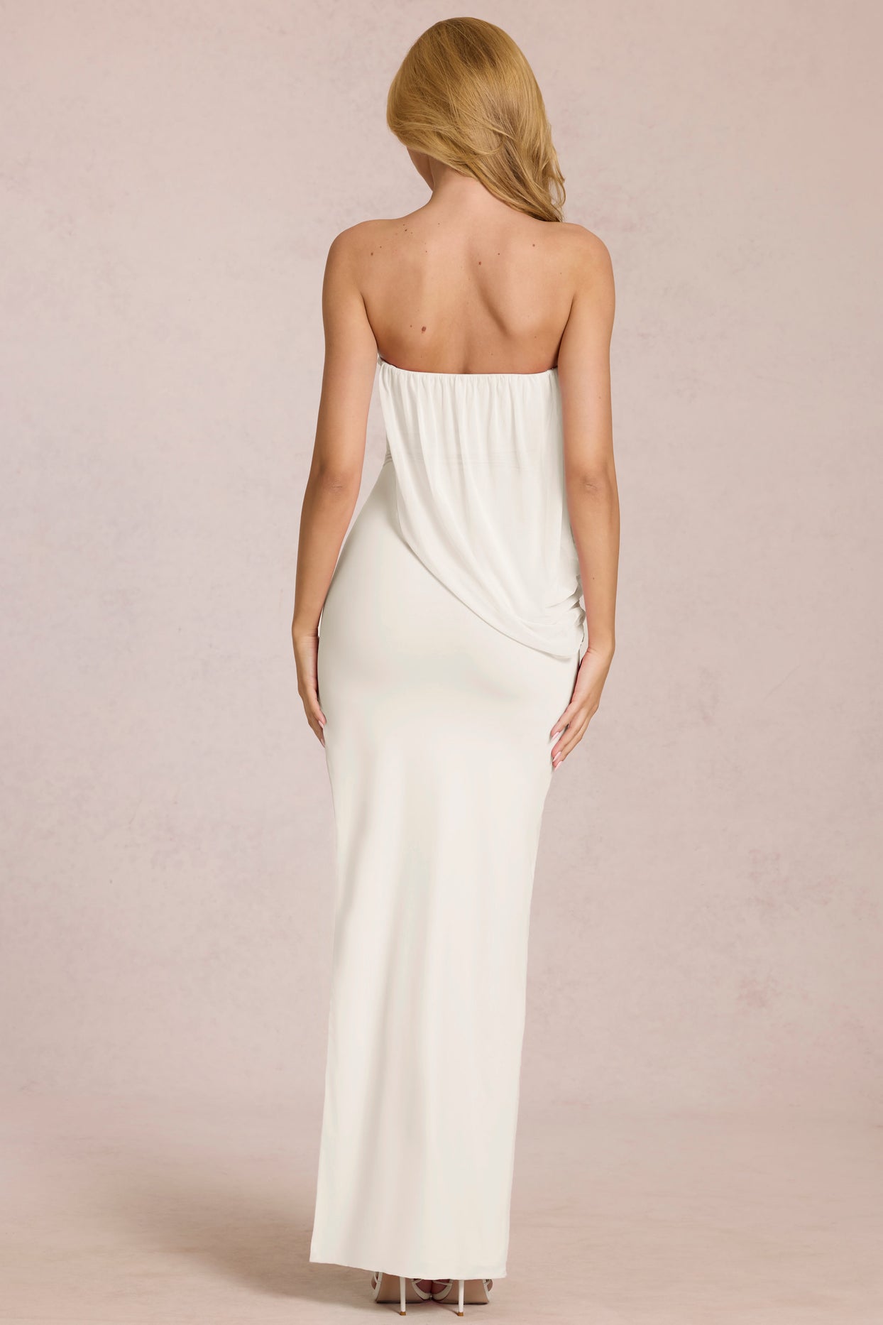 Bandeau Draped Maxi Dress in Pearl - 5