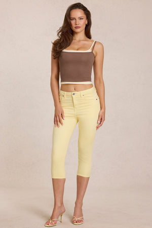 Mid-Rise Capri Jeans in Lemon Yellow