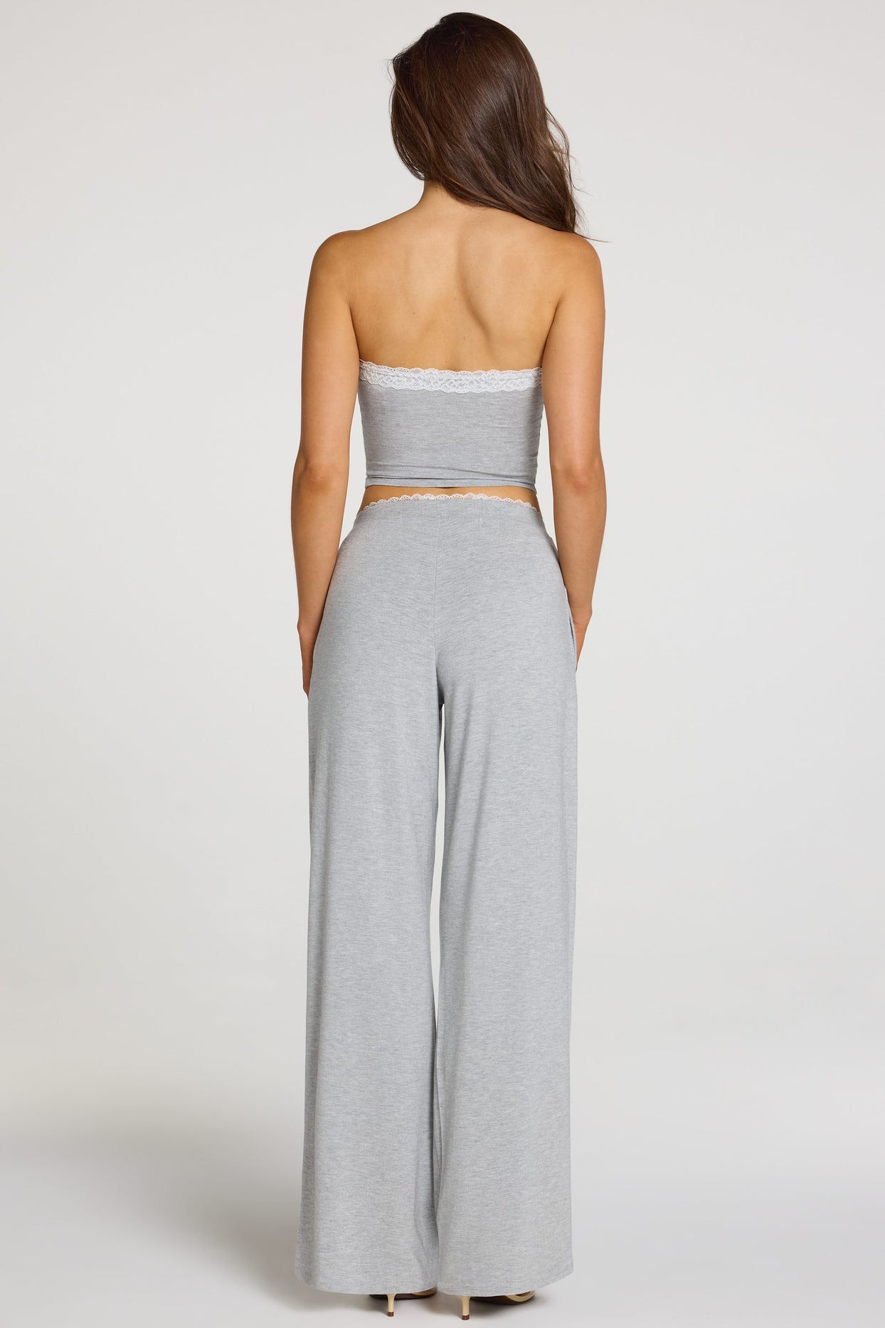 Modal Mid-Rise Wide-Leg Trousers in Grey Marl - 6