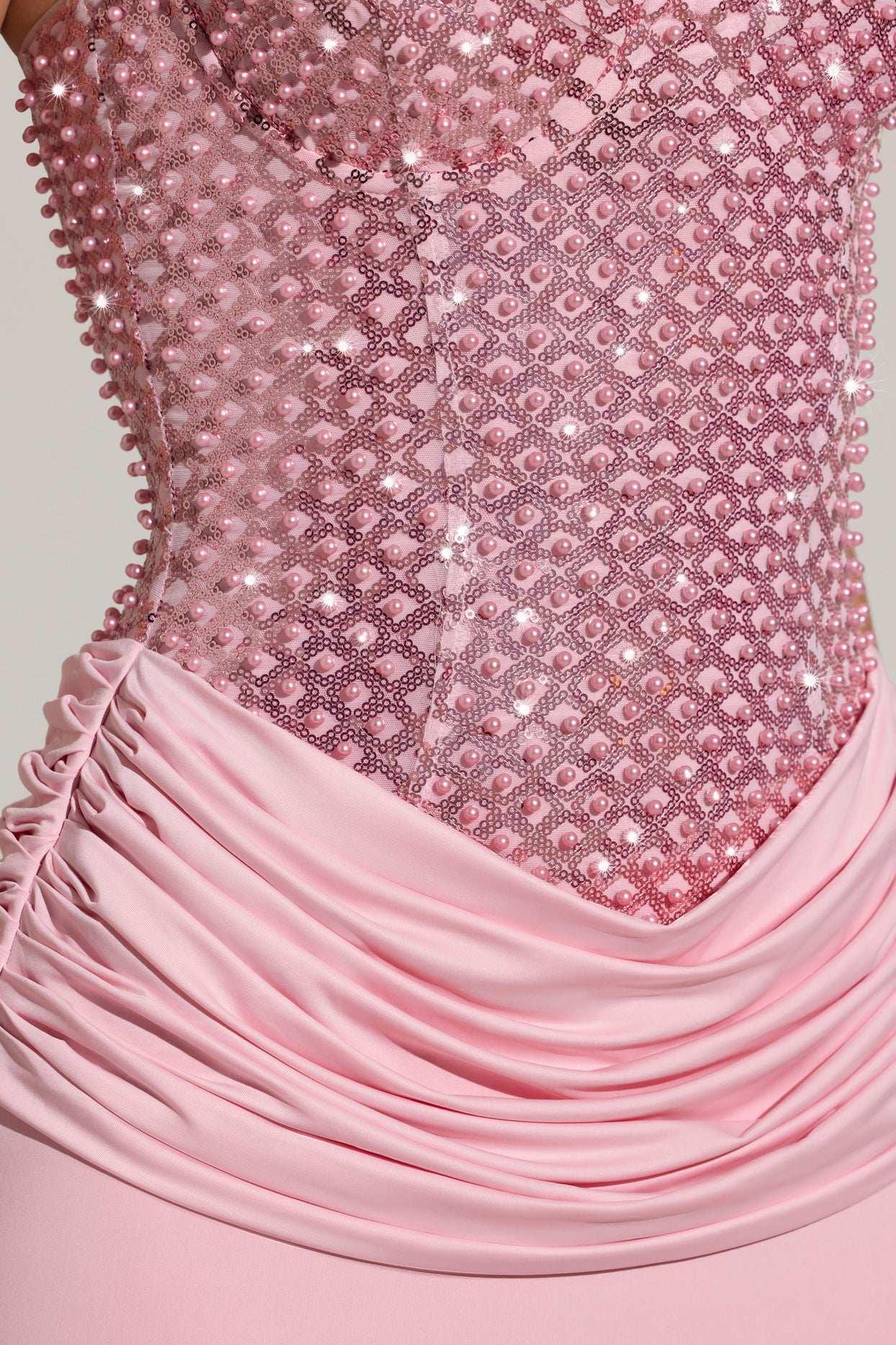 Embellished Corset Maxi Dress  in Blush Pink - 4