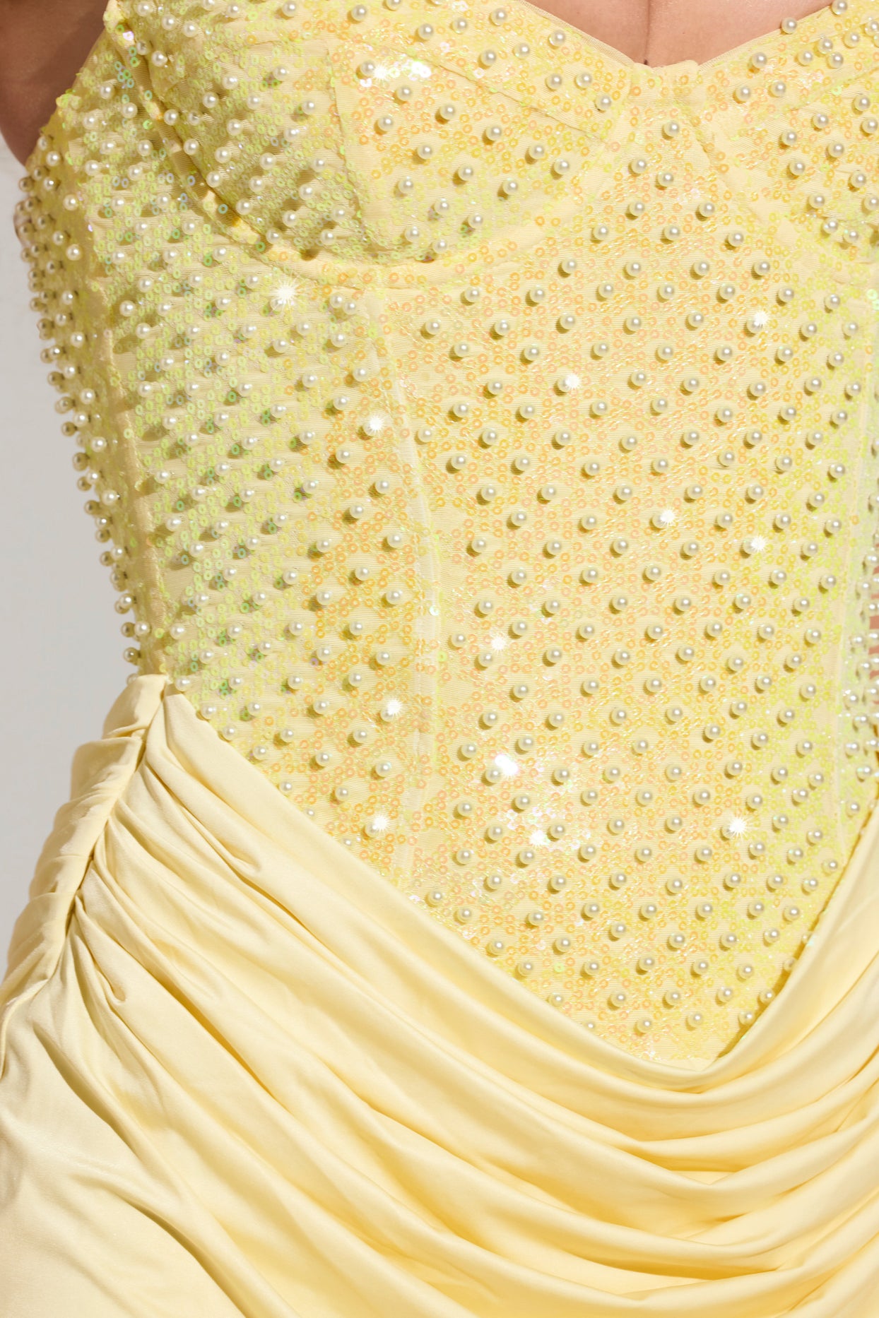 Embellished Corset Mini Dress  in Lemon Yellow - 5