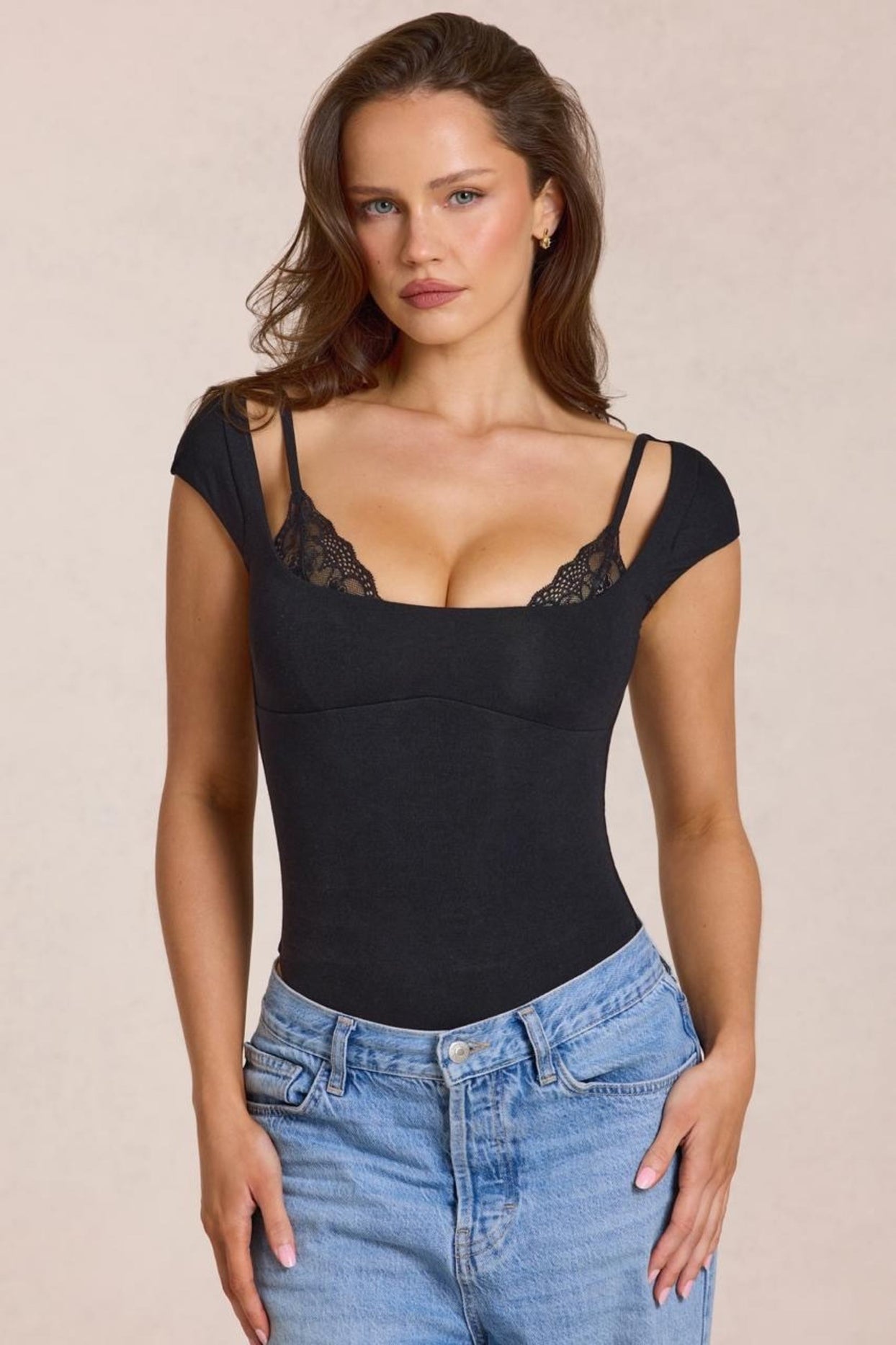 Modal Bodysuit in Black - 1