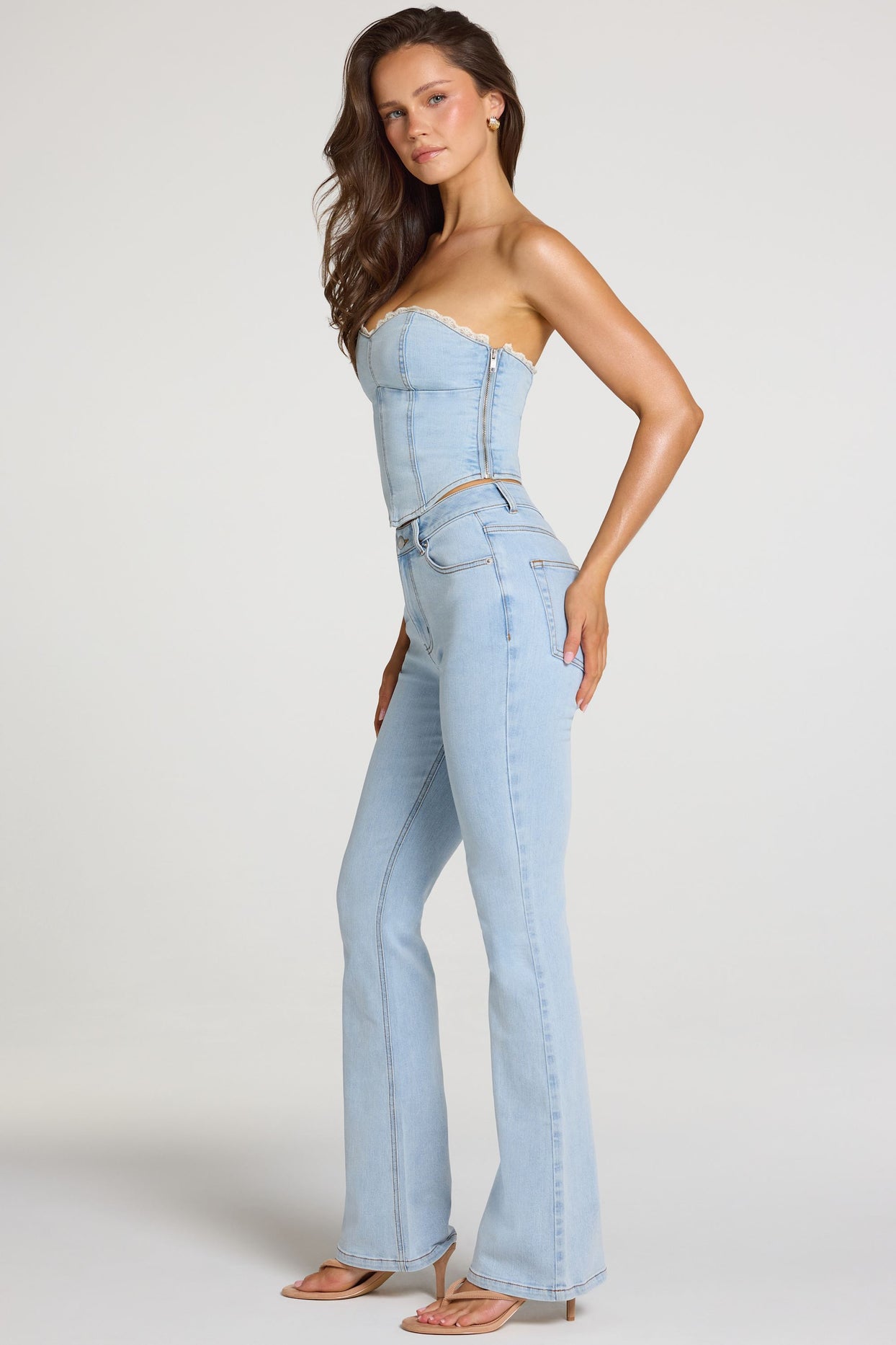 Mid-Rise Bootcut Jeans  in Light Denim - 3