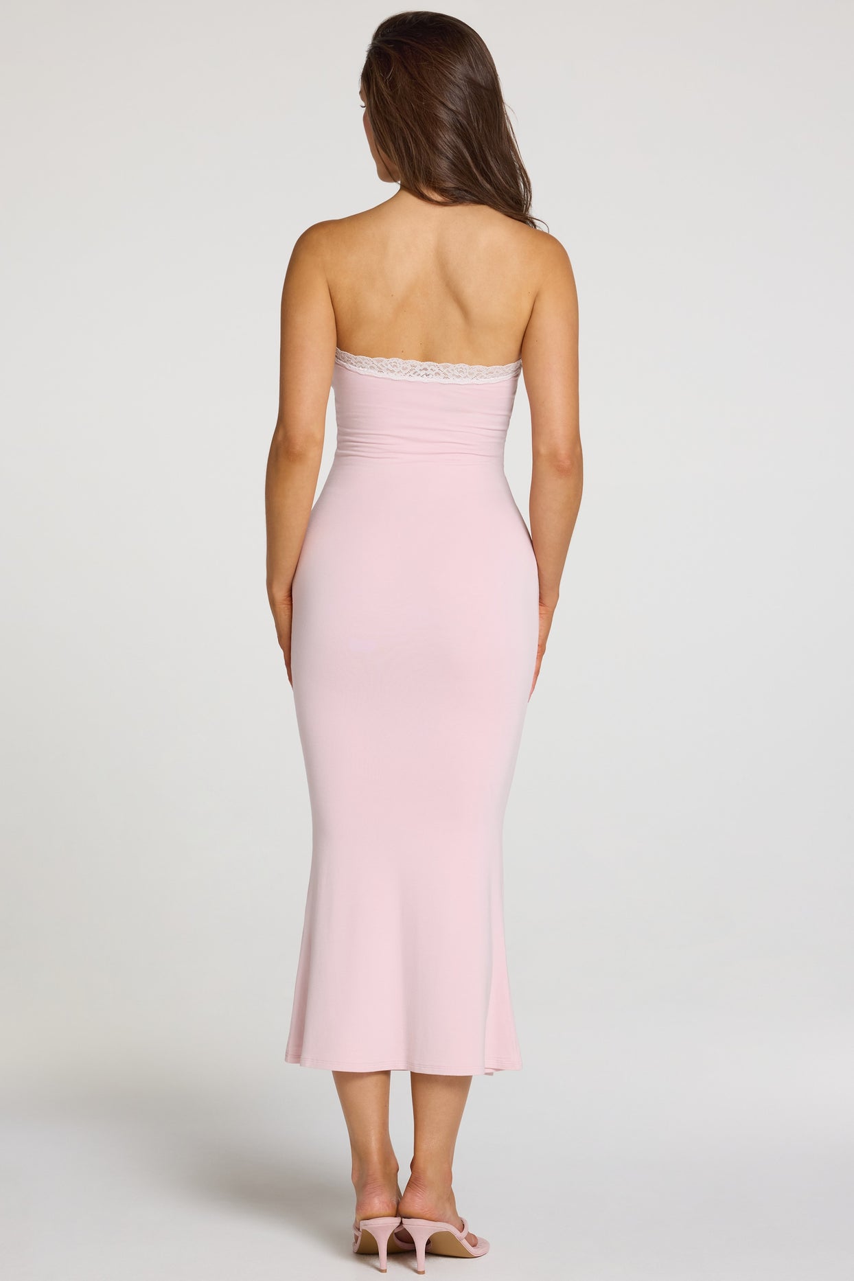 Modal Lace-Trim Midaxi Dress in Baby Pink - 6