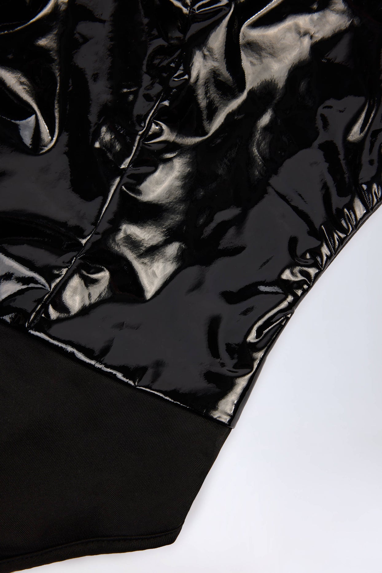 Glossy Vinyl Plunge-Neck Bodysuit in Black - 7