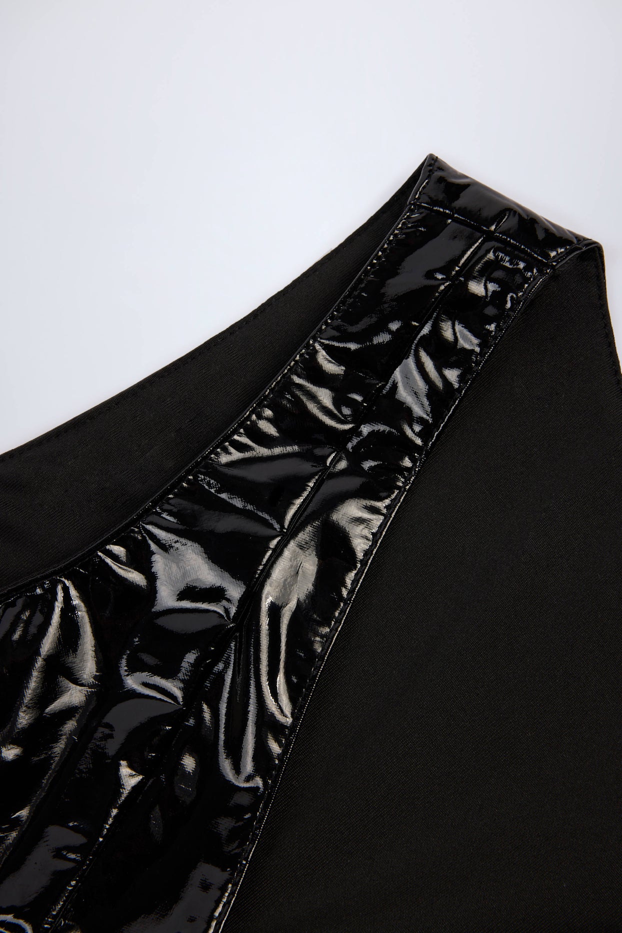 Glossy Vinyl Plunge-Neck Bodysuit in Black - 8
