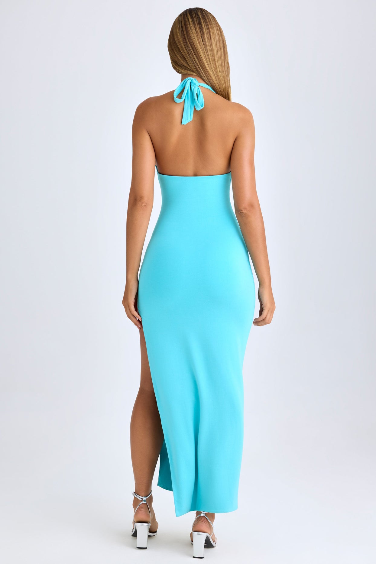 split halter neck dress black halter neck maxi dress Mei High Split Halter Neck Maxi Dress in Black-parroquiadesanalbertomagno.com