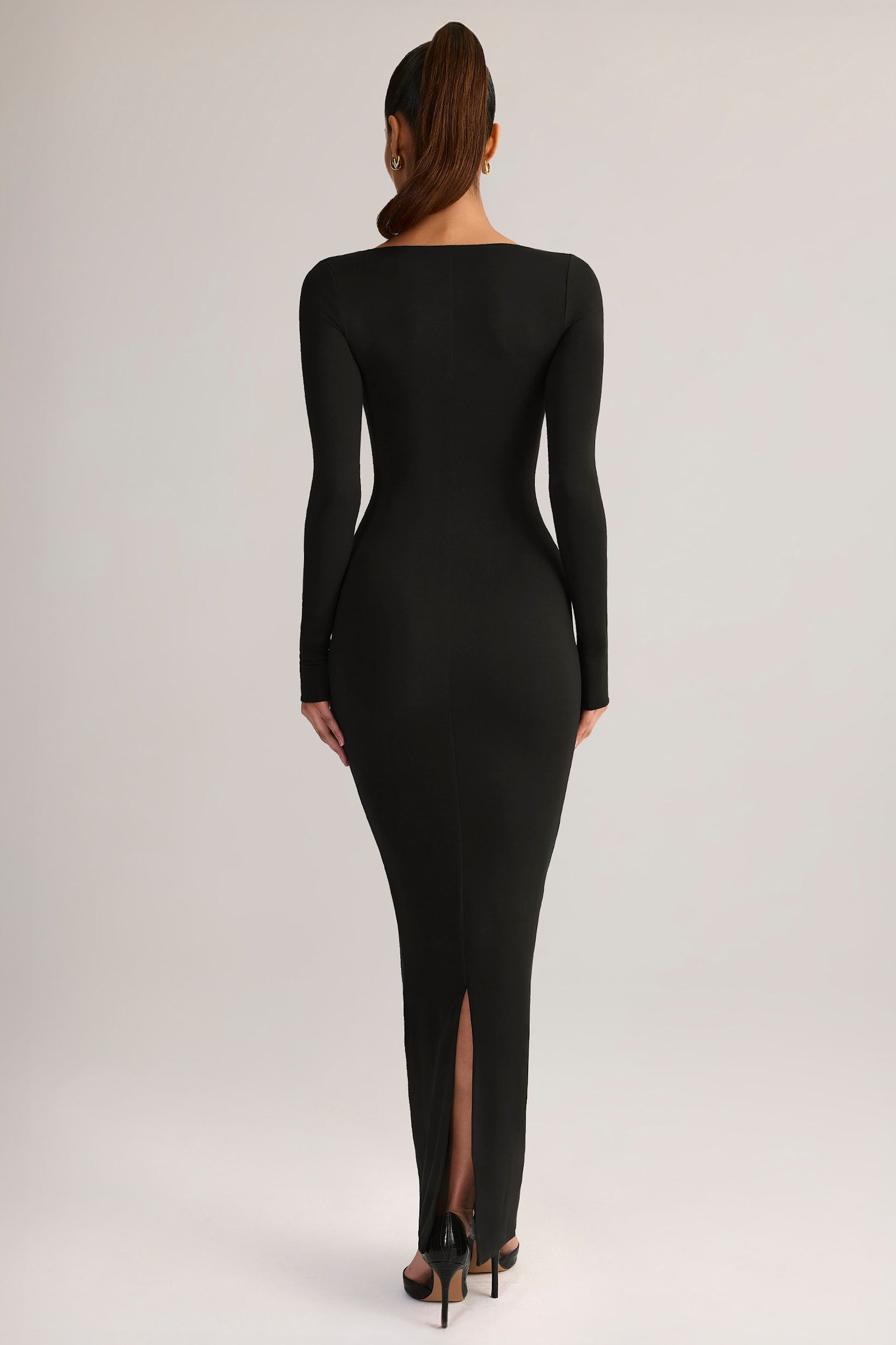 Modal Square-Neck Bodycon Maxi Dress in Black - 2