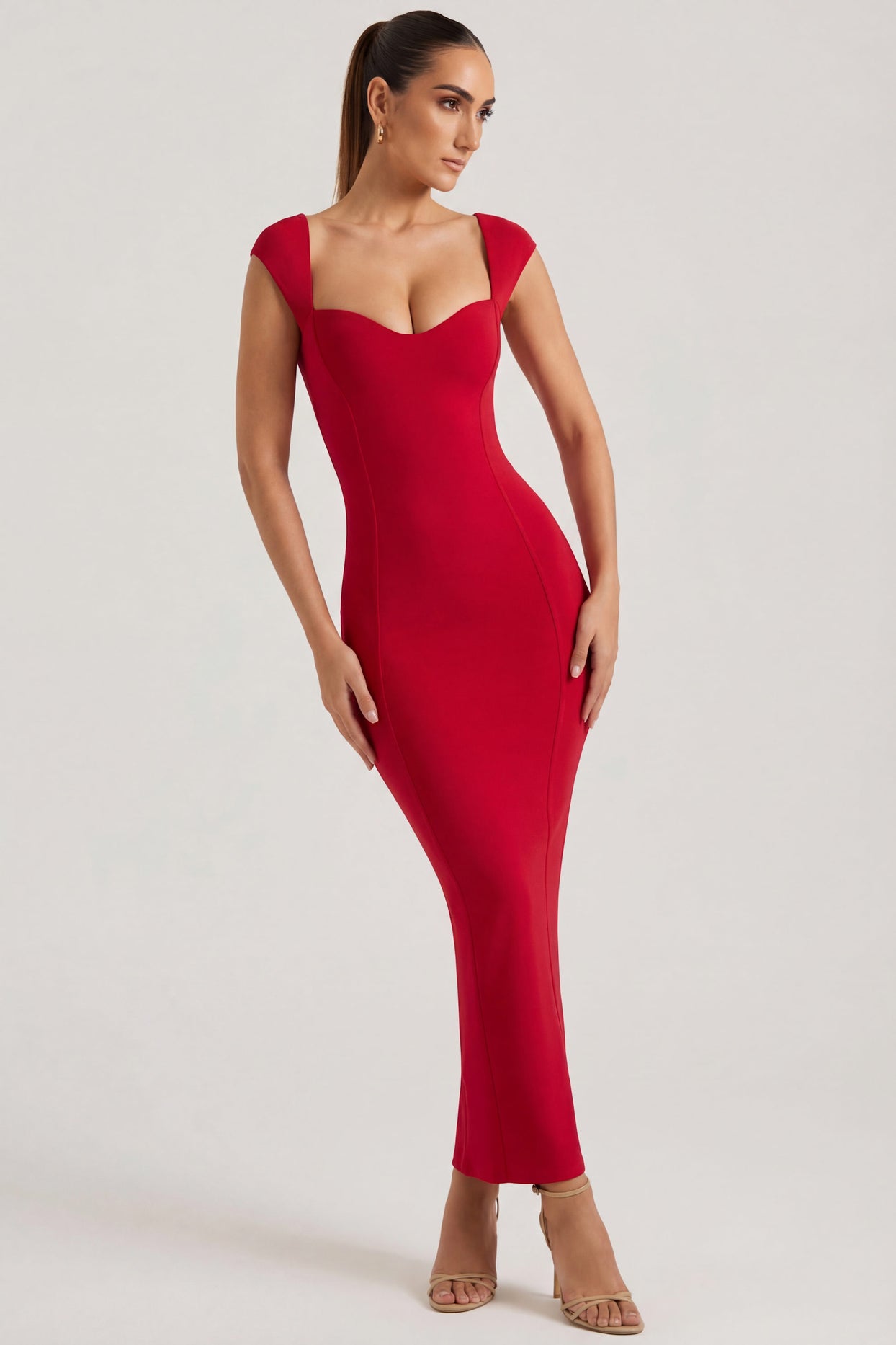 Sweetheart Neckline Maxi Dress in Red - 1