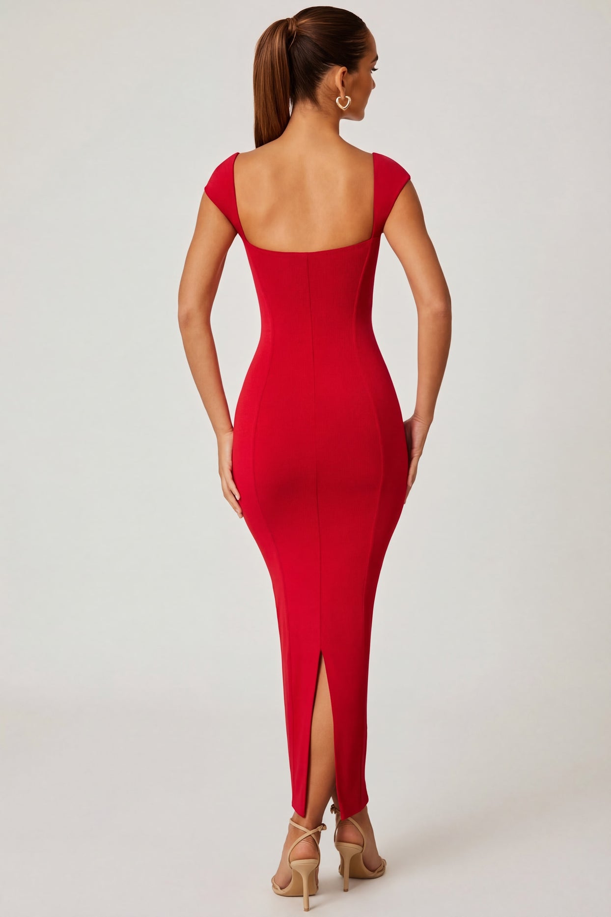 Sweetheart Neckline Maxi Dress in Red - 2