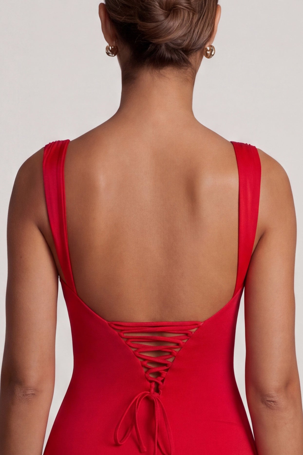 Tie Up Back Mini Dress in Red - 5