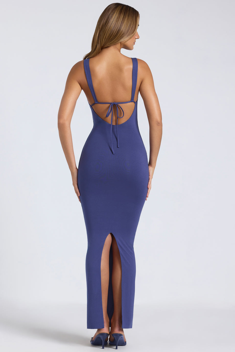 Modal Square Neck Low Back Maxi Dress in Navy