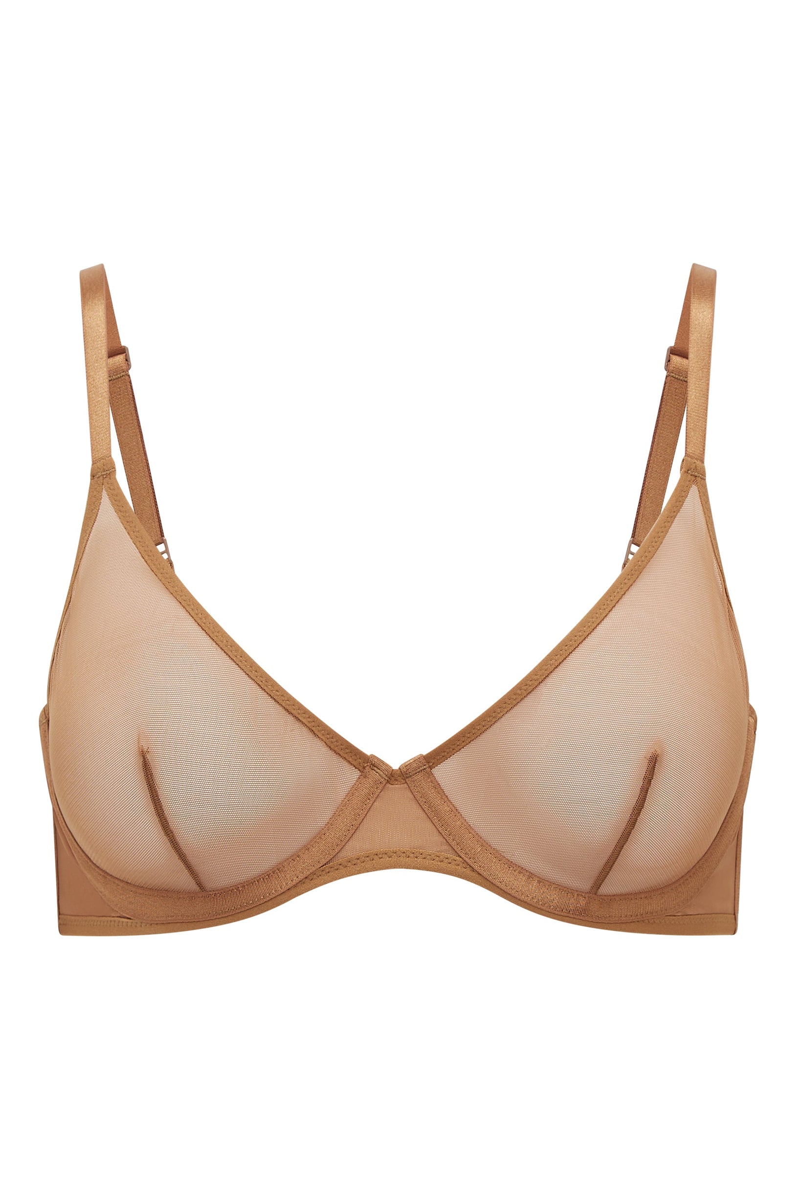Soft Mesh Single Layer Underwired Bra in Almond - 2