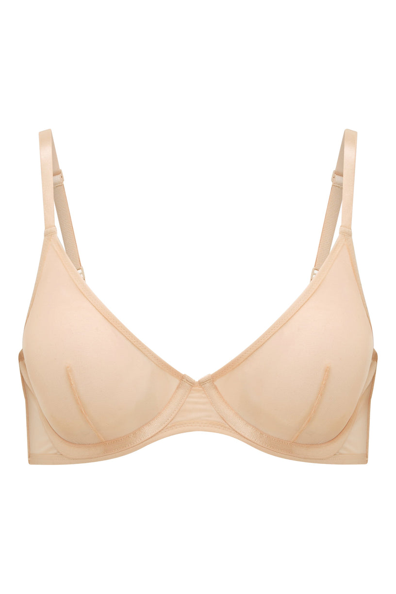 Soft Mesh Single Layer Underwired Bra in Beige - 2