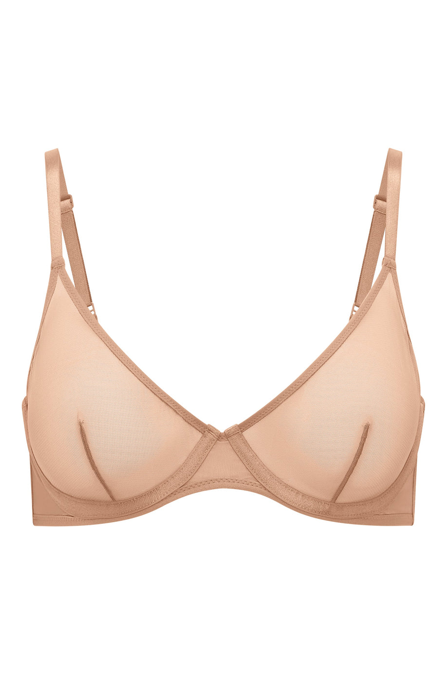 Soft Mesh Single Layer Underwired Bra in Warm Peach