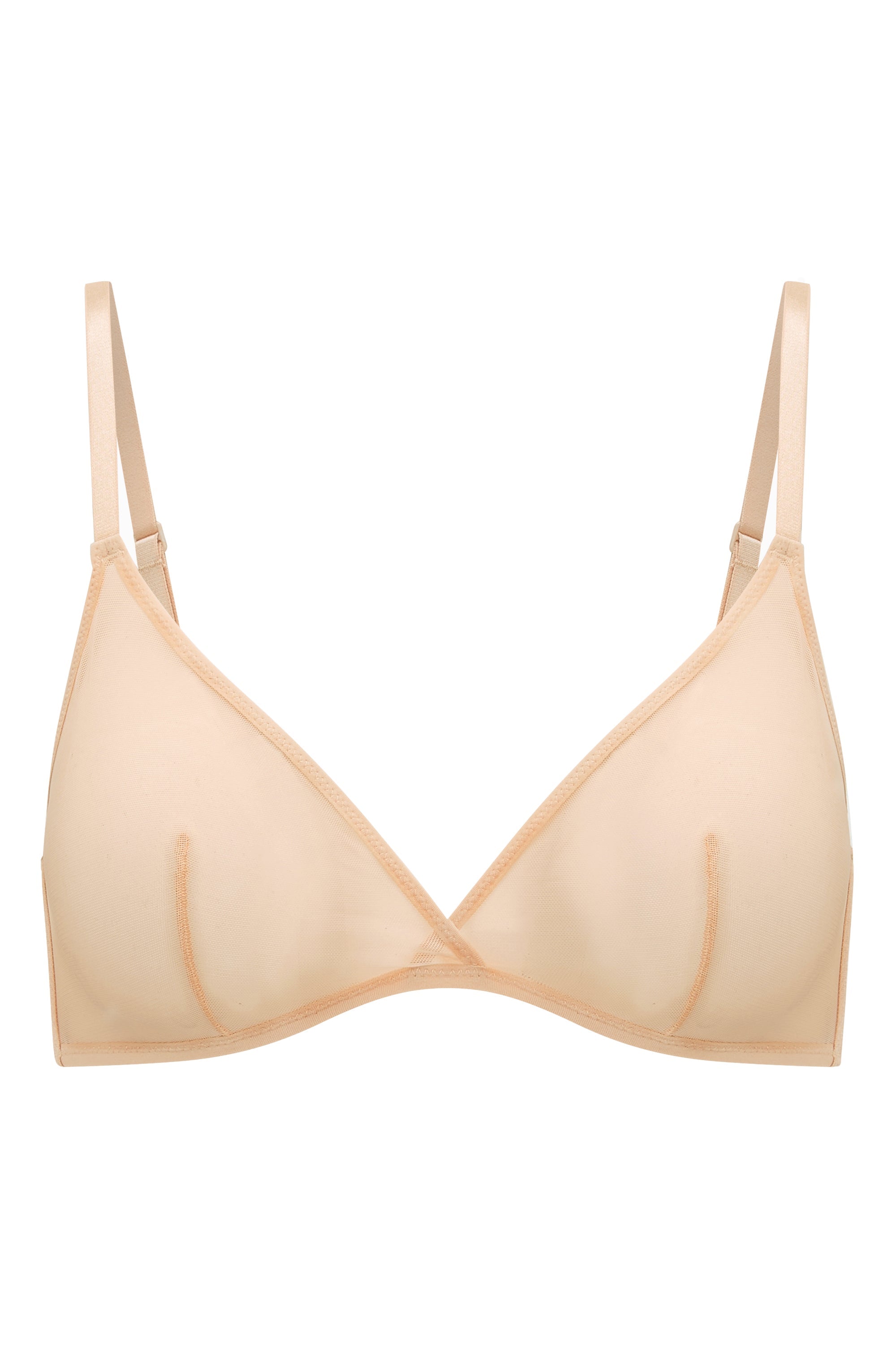 Soft Mesh Single Layer Triangle Bra in Beige