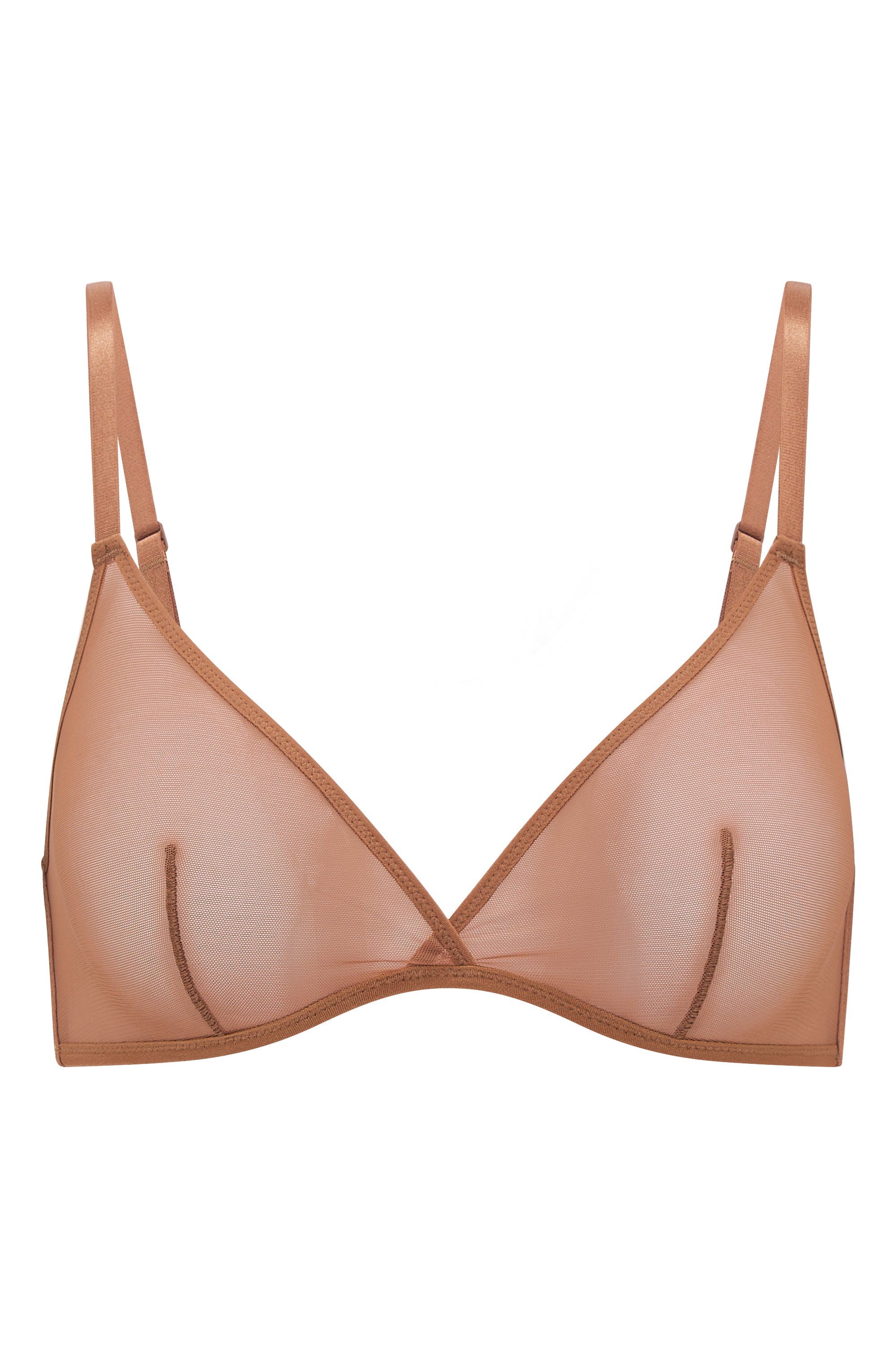 Soft Mesh Single Layer Triangle Bra in Honey - 2