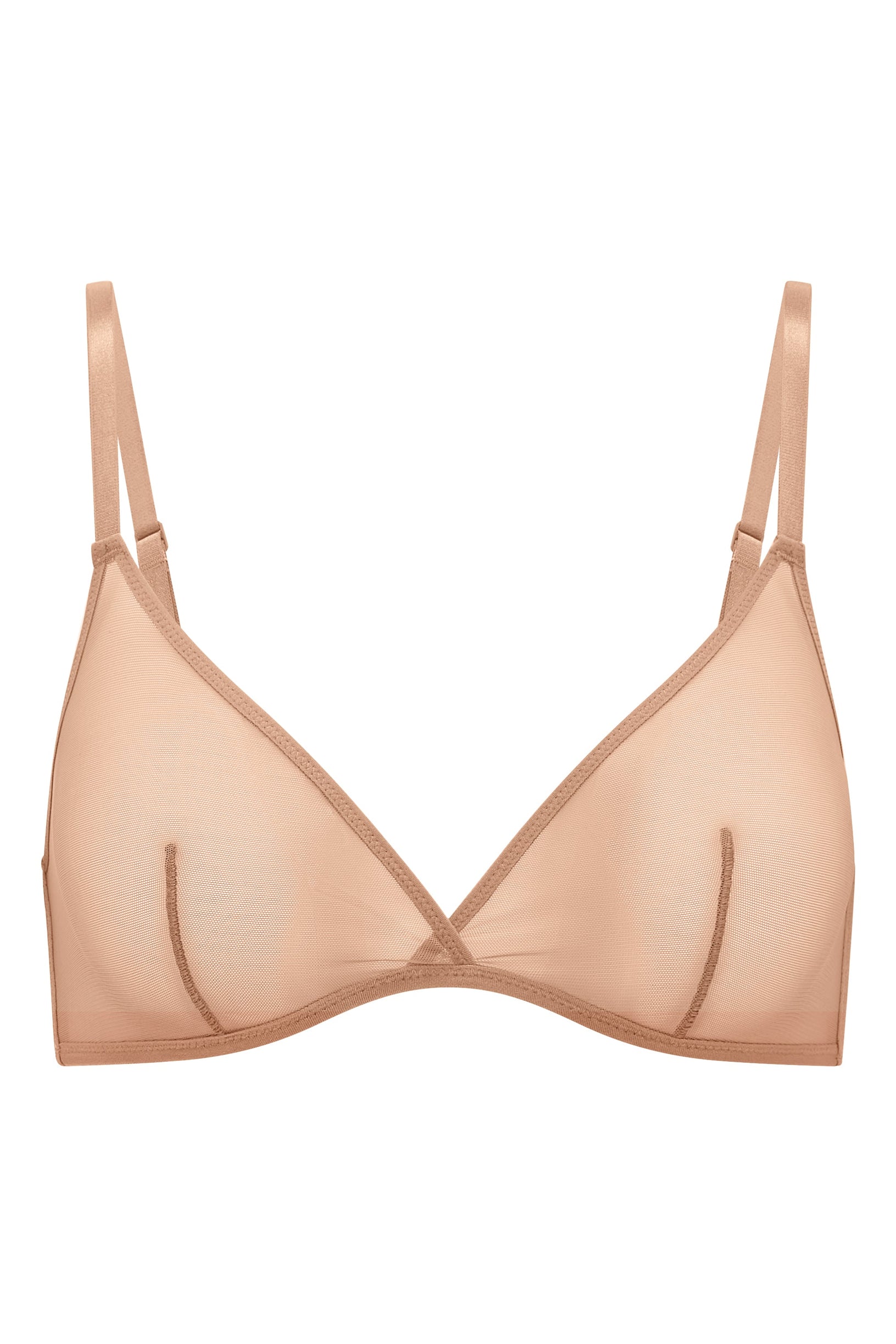 Soft Mesh Single Layer Triangle Bra in Warm Peach - 2