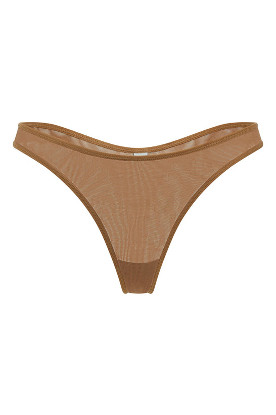 Soft Mesh Thong in Almond