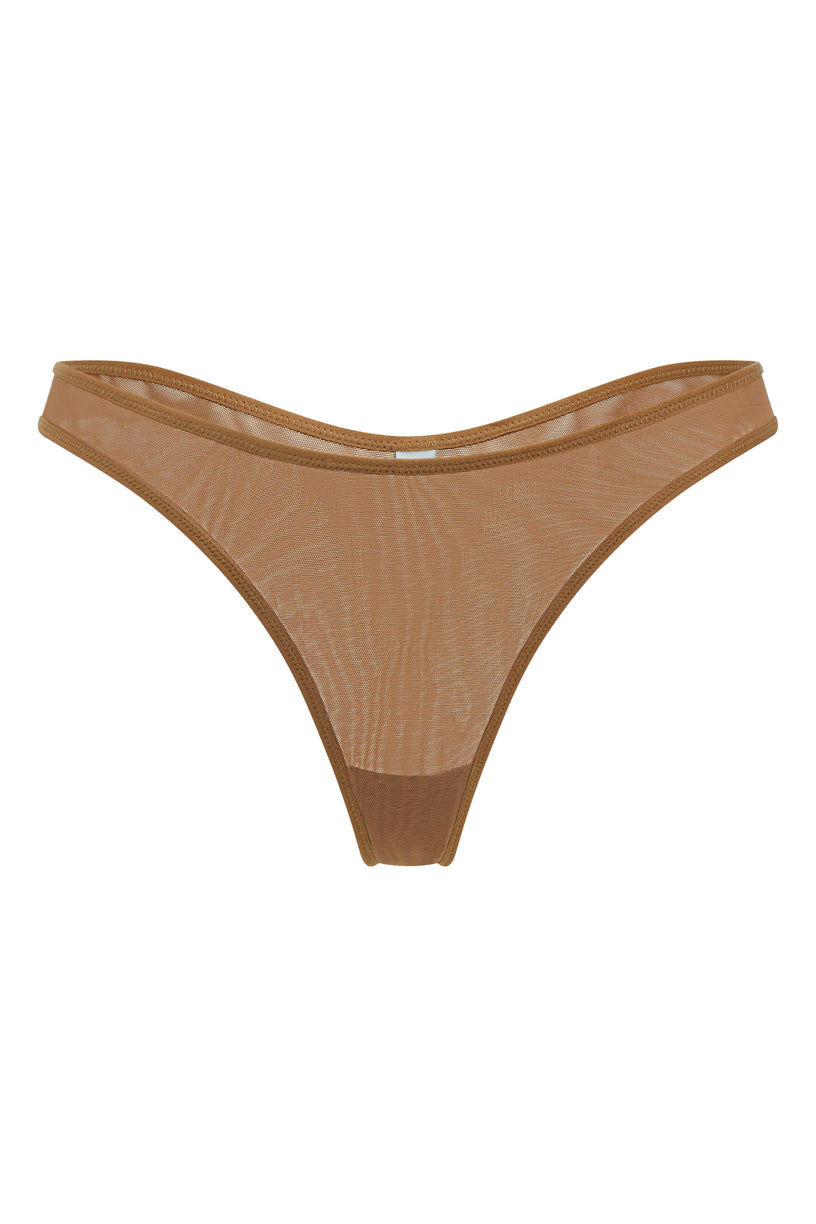 Soft Mesh Thong in Almond - 2