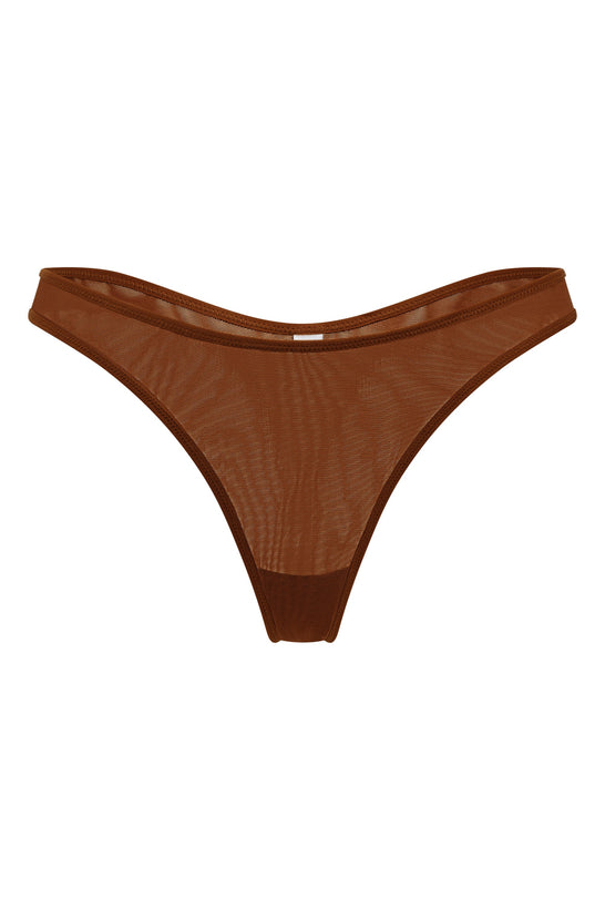 Soft Mesh Thong in Chestnut