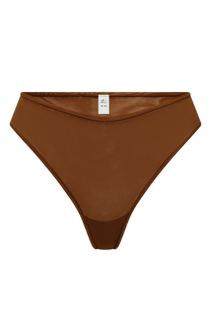 Soft Mesh Brief in Chestnut