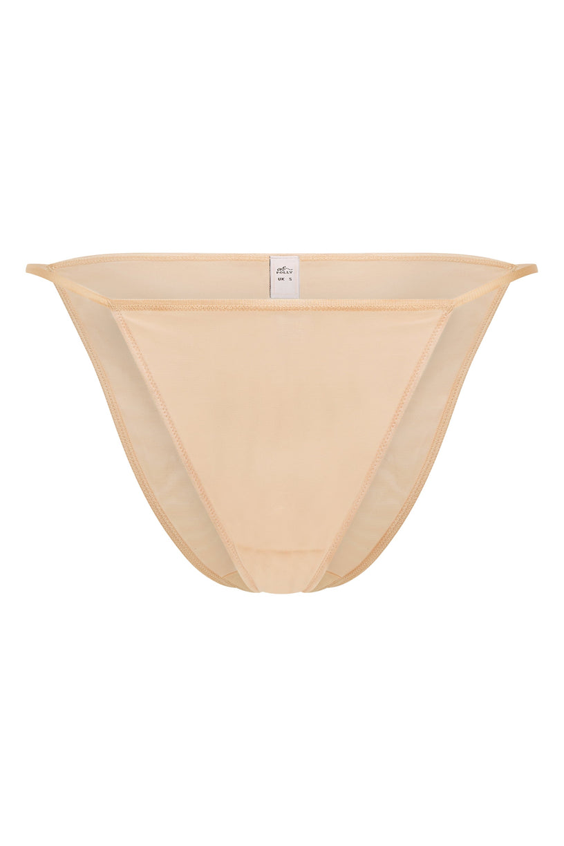 Soft Mesh String Bikini in Beige - 2