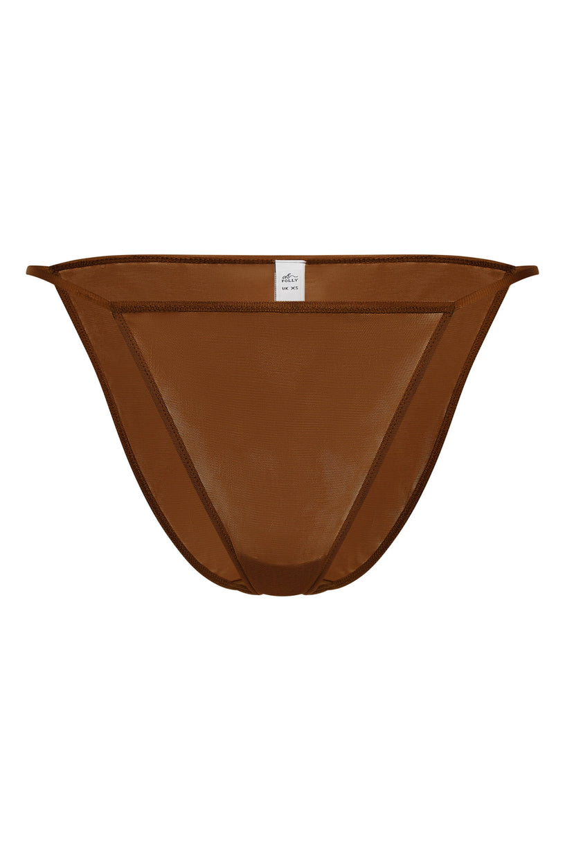 Soft Mesh String Bikini in Chestnut - 2