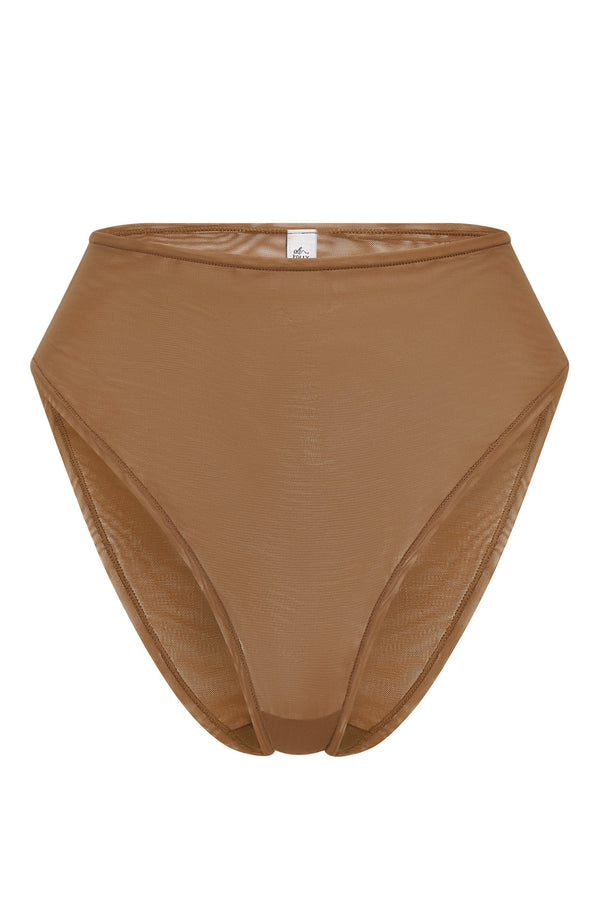 Soft Mesh High Waisted Knicker in Almond - 2
